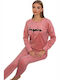 Mirano Homewear Winter Damen Pyjama-Set Vlies Rosa