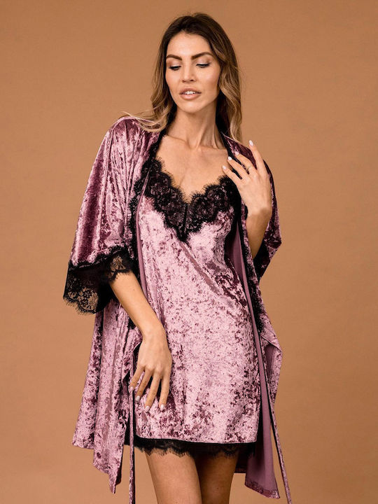 La Lolita Amsterdam Winter Women's Robe with Pink Nightgown Celia