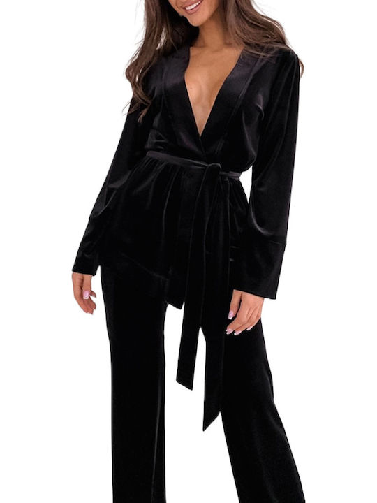 La Lolita Amsterdam Winter Women's Pyjama Set Velvet Black