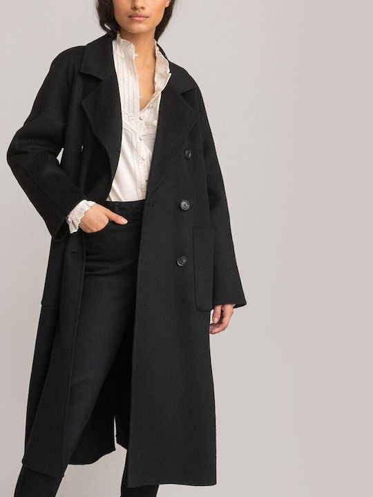 La Redoute Wool Women's Black Coat with Buttons