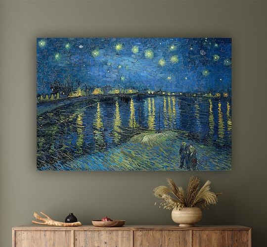 I-gallery Starry Night Over Πίνακας Αντίγραφο του Van Gogh σε Καμβά 70x50cm