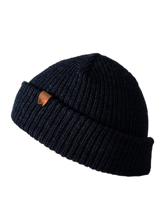 Beanie Unisex Σκούφος με Rib Πλέξη σε Navy Μπλε χρώμα