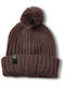 Indio Pom Pom Beanie Γυναικείος Σκούφος με Rib Πλέξη σε Καφέ χρώμα