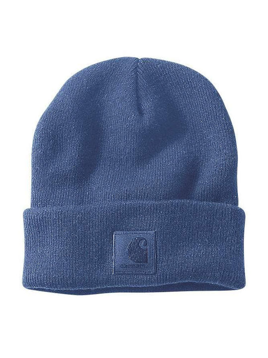 Carhartt Beanie Unisex Σκούφος με Rib Πλέξη σε Μπλε χρώμα