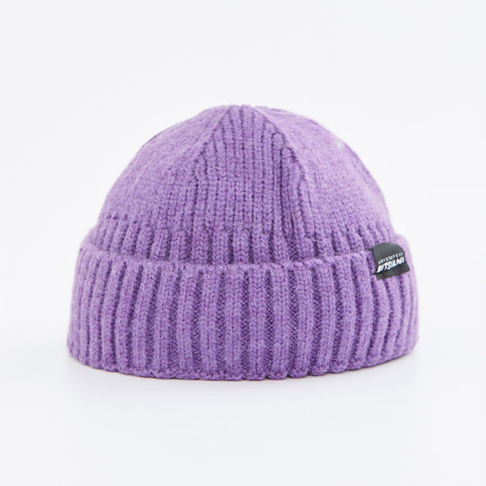 Ribbed Beanie Cap Purple