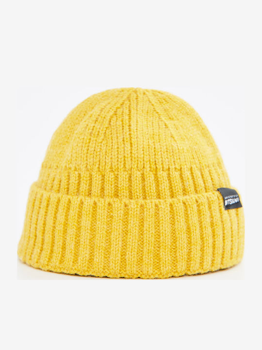 Beanie Ανδρικός Σκούφος με Rib Πλέξη σε Κίτρινο χρώμα