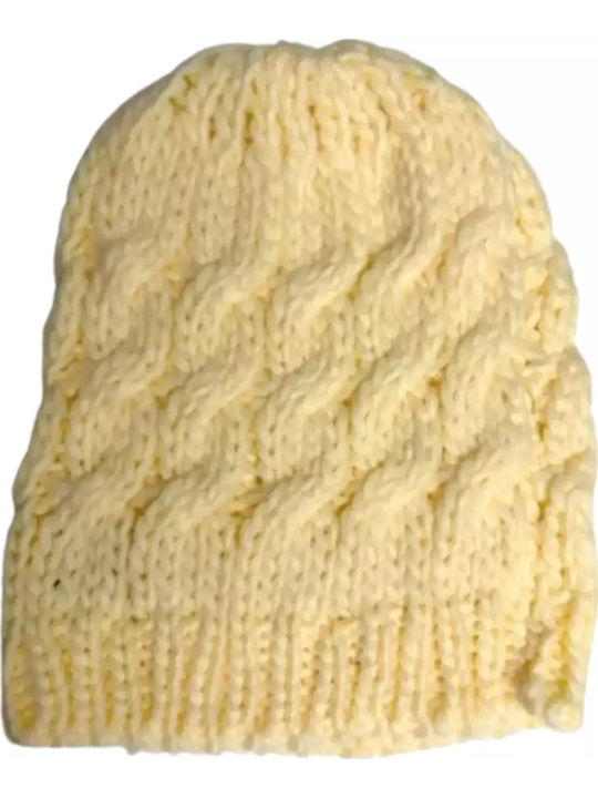 Beanie Γυναικείος Σκούφος με Πλεξούδες σε Μπεζ χρώμα