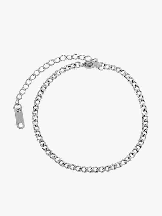 Theodora's Jewellery Ανδρική Αλυσίδα Χειρός Cuban από Ατσάλι Λεπτή Πάχους 3.7mm