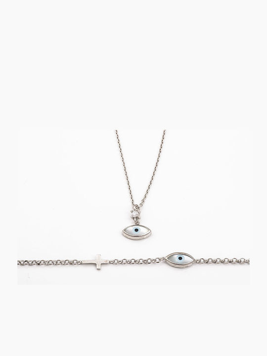 Kosmima Shop Silver Set Necklace & Bracelet