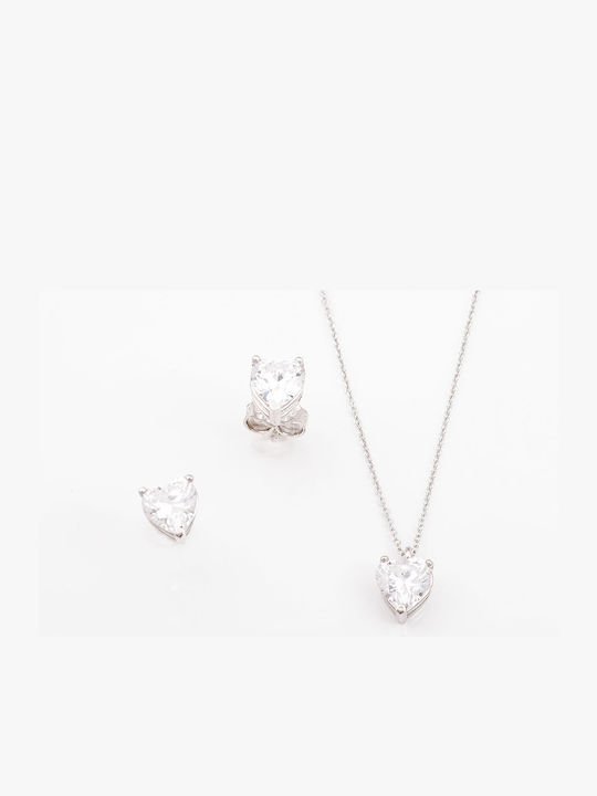 Kosmima Shop White Gold Set Necklace & Earrings 14K