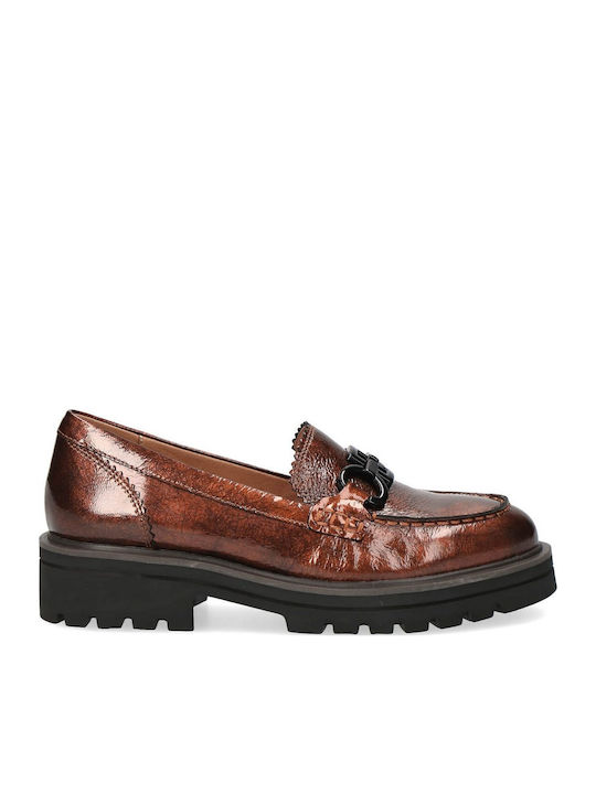 Leather Women's Moccasins in Tabac Brown Color