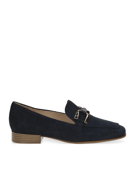 Leather Women's Loafers in Navy Blue Color