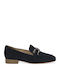 Leather Women's Loafers in Navy Blue Color