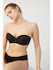 Strapless Balconette Μαύρο Σουτιέν με Ελαφριά Ενίσχυση