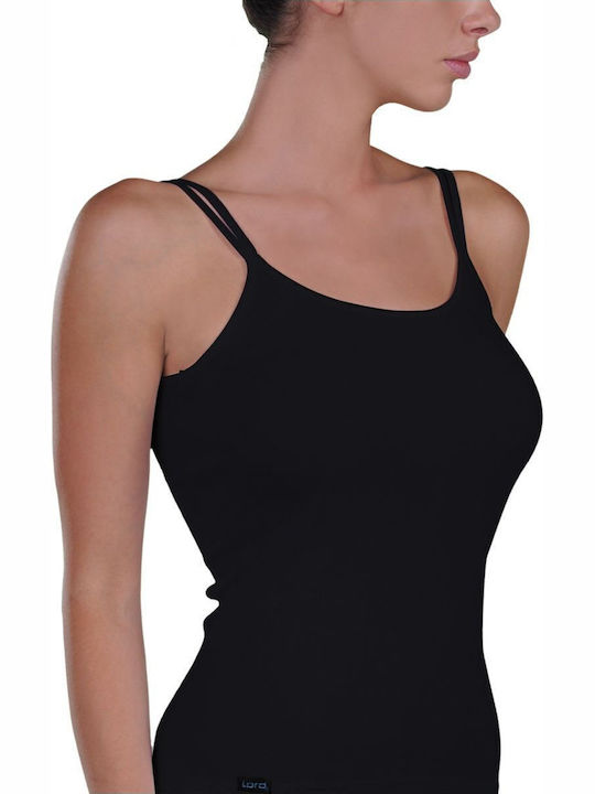 Mit Spaghetti-Träger Schwarz Damen T-Shirt