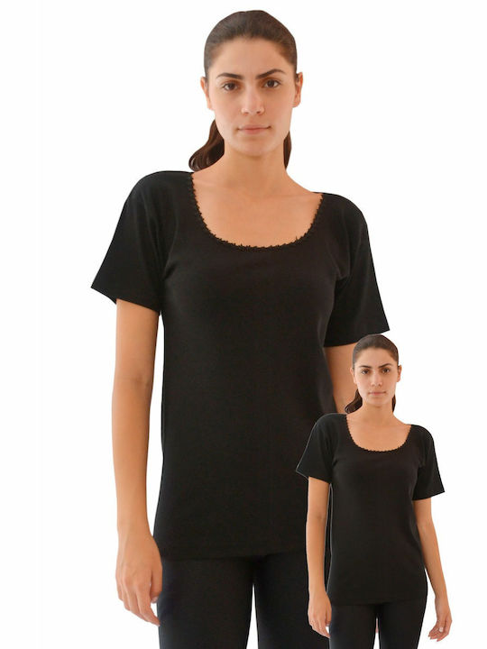 Onurel Women's Short Sleeve Cotton T-Shirt Black