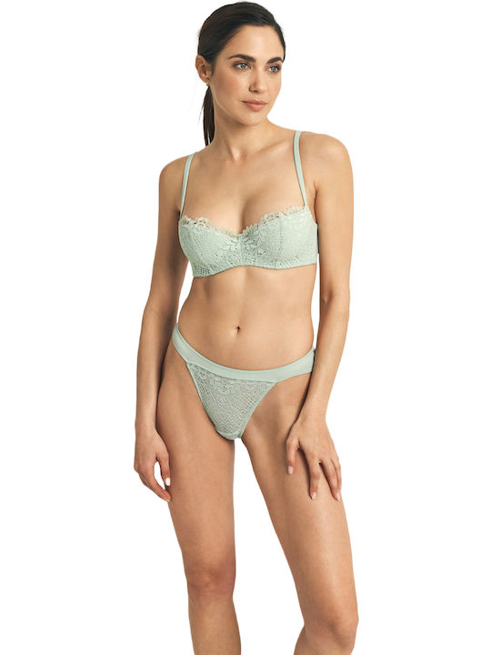 Promise Lace Underwear Set with Bra & Brazil Turquoise