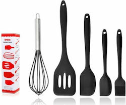 Plastic Cooking Utensil Set Black 5pcs