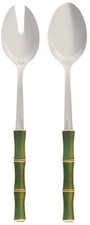 Bamboo Serving Utensil Set Green 2pcs