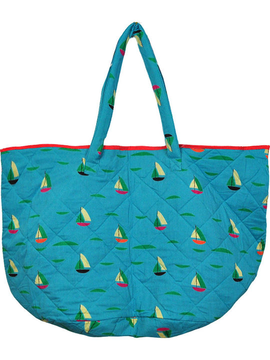 Brims and Trims Fabric Beach Bag Turquoise