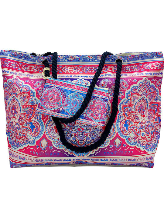 Gift-Me Τσάντα Θαλάσσης Floral Ασημί