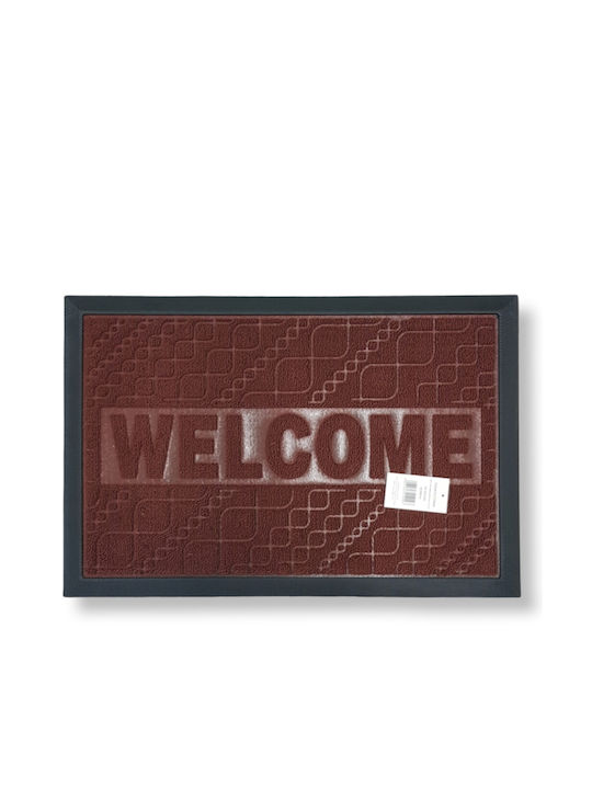 Covor de Intrare Mochetă cu Suport Antiderapant Welcome Maro 40x60buc