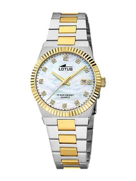 Lotus Watches Γυναικείο Ρολόι Μπαταρίας με Ασημί Μεταλλικό Μπρασελέ