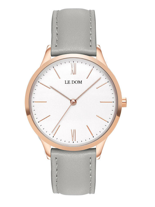 Le Dom Women's Watch with Gray Leather Strap