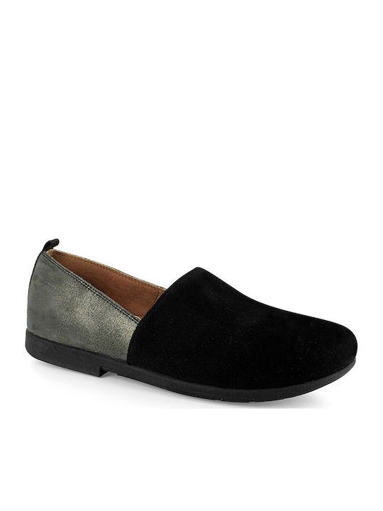 Damen Slip-Ons Leder Schwarz
