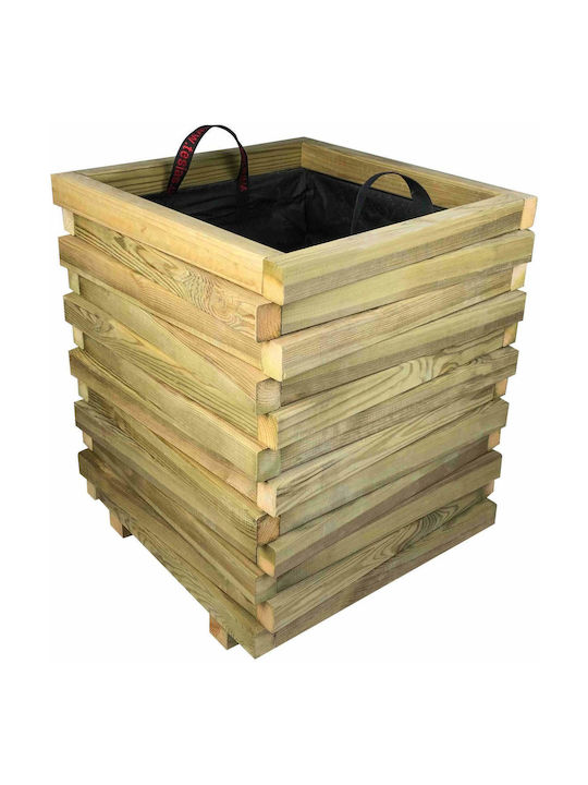 Tesias Γλάστρα Ξύλινη Μπεζ 50x50x60εκ.