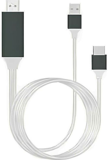 Factory Type-C HDMI 1.4 High Speed 1080p 120Hz Cable HDMI male - USB-A male / USB-C male 2m Λευκό