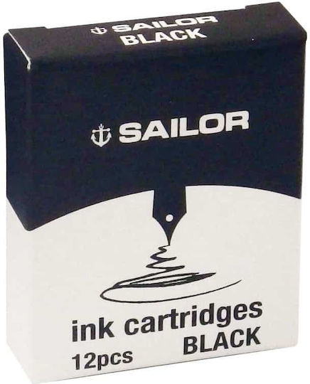 Sailor 12 Ανταλλακτικά Μελάνια για Πένα Μαύρα