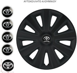 Versaco Car Hubcaps Aviator Carbon 15" with Toyota Logo 4 Pieces Black 004-06642