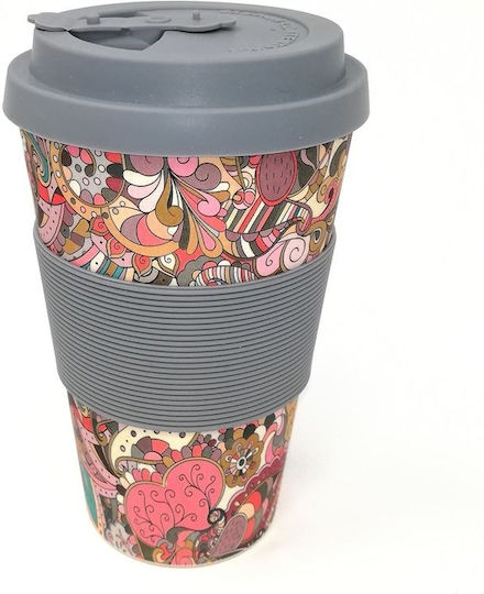 Cup Κούπα Μπαμπού με Καπάκι Γκρι 400ml