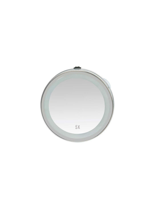 Andrea House Vergrößerung Runder Badezimmerspiegel LED aus Metall 15x15cm Silber