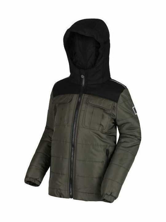 Kinder Freizeitjacke Kurz mit Kapuze Khaki