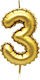 Kardasis Birthday Candle Number "3" in Gold Color 557-3