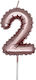 Kardasis Geburtstagskerze Nummer "2" in Rosa Farbe 555-2