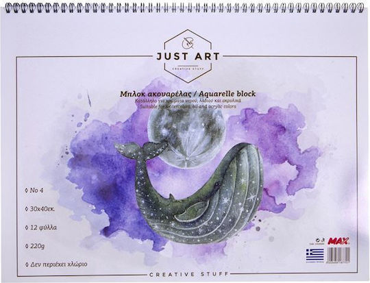Just Art Bloc de acuarelă No4 30x40cm 12 file (desene și modele diverse)