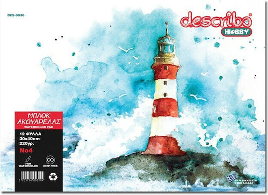 Describo Μπλοκ Ακουαρέλας No4 30x40cm 12 Φύλλα
