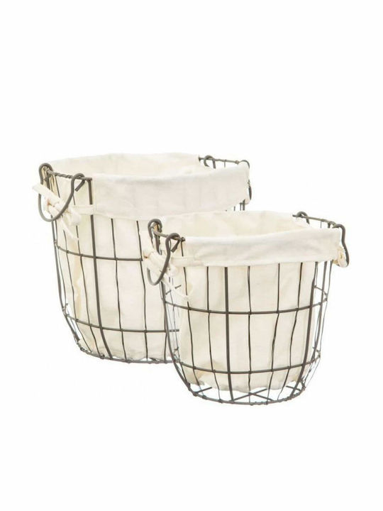 Sass & Belle Set de coșuri decorative Metalice cu mânere Gray 2buc