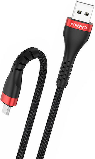 Foneng Regular USB 2.0 to micro USB Cable Μαύρο 1m