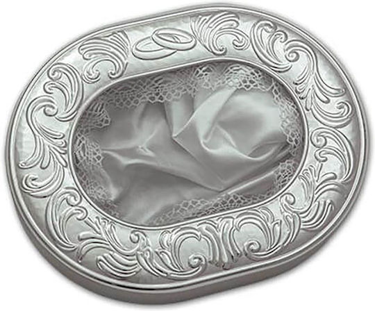 Slevori Cutie pentru Coroană de Nuntă Oval Argintiu 29x23εκ.