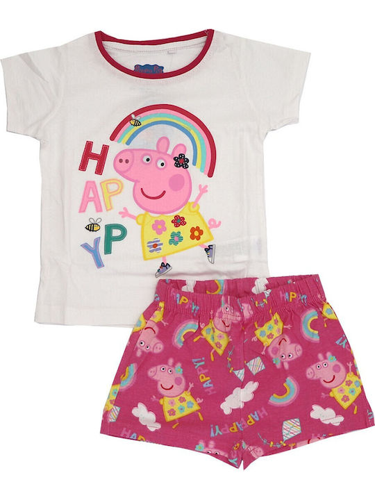Peppa Pig Παιδική Πιτζάμα Καλοκαιρινή Λευκή