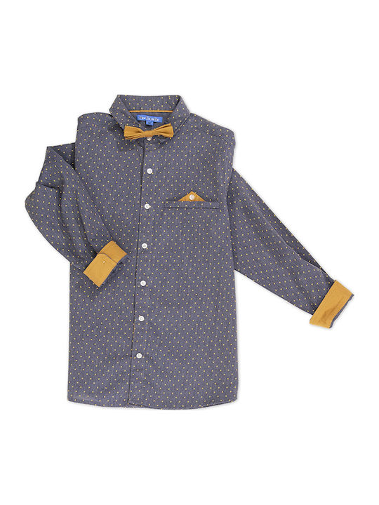 Kids Polka Dot Shirt Long Sleeve Blue