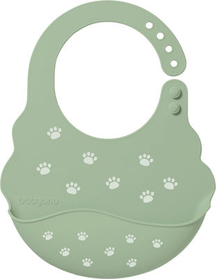 Babyono Green Feet Αδιάβροχη Σαλιάρα Σιλικόνης με Κουμπί & Τσέπη Τιρκουάζ για 6 m+