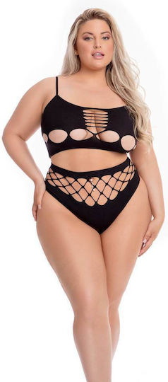Pink Lipstick Lingerie Sexy Σετ Εσωρούχων Μαύρο Plus Size 2τμχ