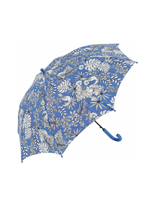 Kinder Regenschirm Gebogener Handgriff Blau mit Durchmesser 108cm.