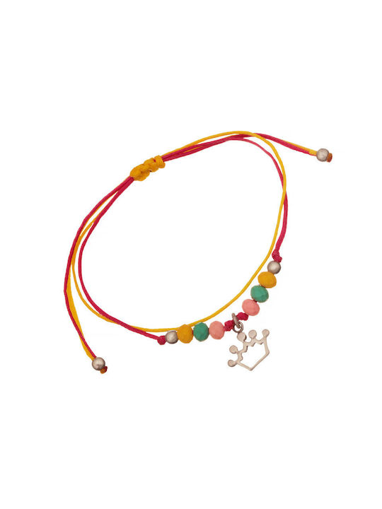 Abadianakis Kids Silver Macrame Bracelet with Stone for Girl