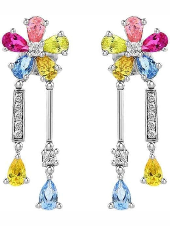 Eforo Kids Earrings Pendants with Stones from White Gold 14K